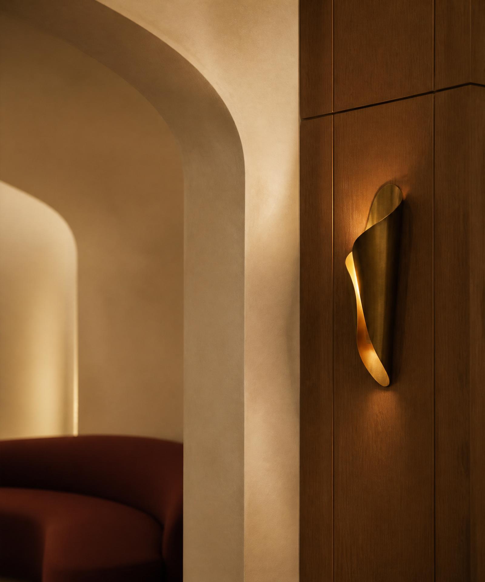 Architectural detail from a warm, luxurious medical office interior